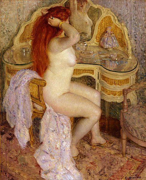 Nude Seated at Her Dressing Table, frederick carl frieseke